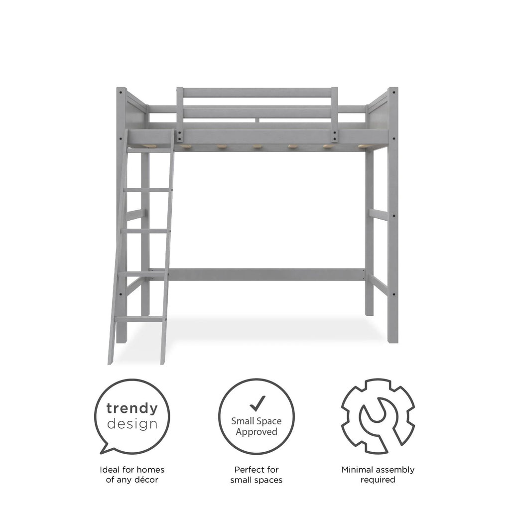 Your Zone Kiarah Twin Loft Bed with Ladder. White