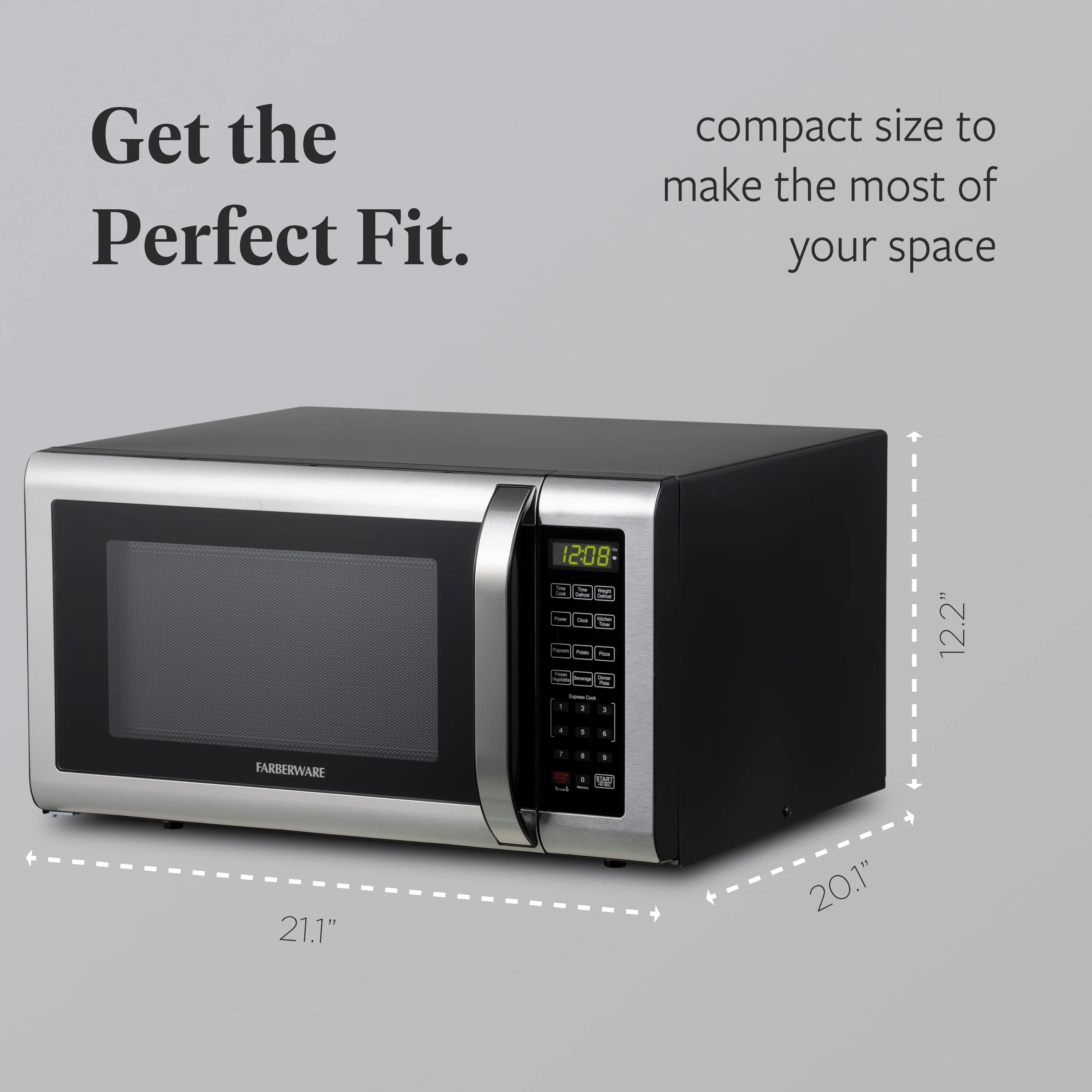 Farberware Countertop Microwave Ov 1100 Watts. 2.2 cu ft - Smart Sensor With LED Lighting and Child Lock - Perfect for Apartments and Dorms - Easy Clean Black Interior. Stainless Steel