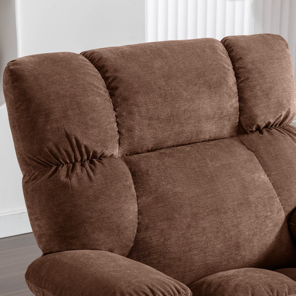 JONPONY Manual Recliner Chair with Heat Therapy and Massage Function. Heavy Duty Reclining Mechanism Massage Chair. Elderly Single Rocker Sofa with Cup Holders for Bedroom Home Theater.Grey