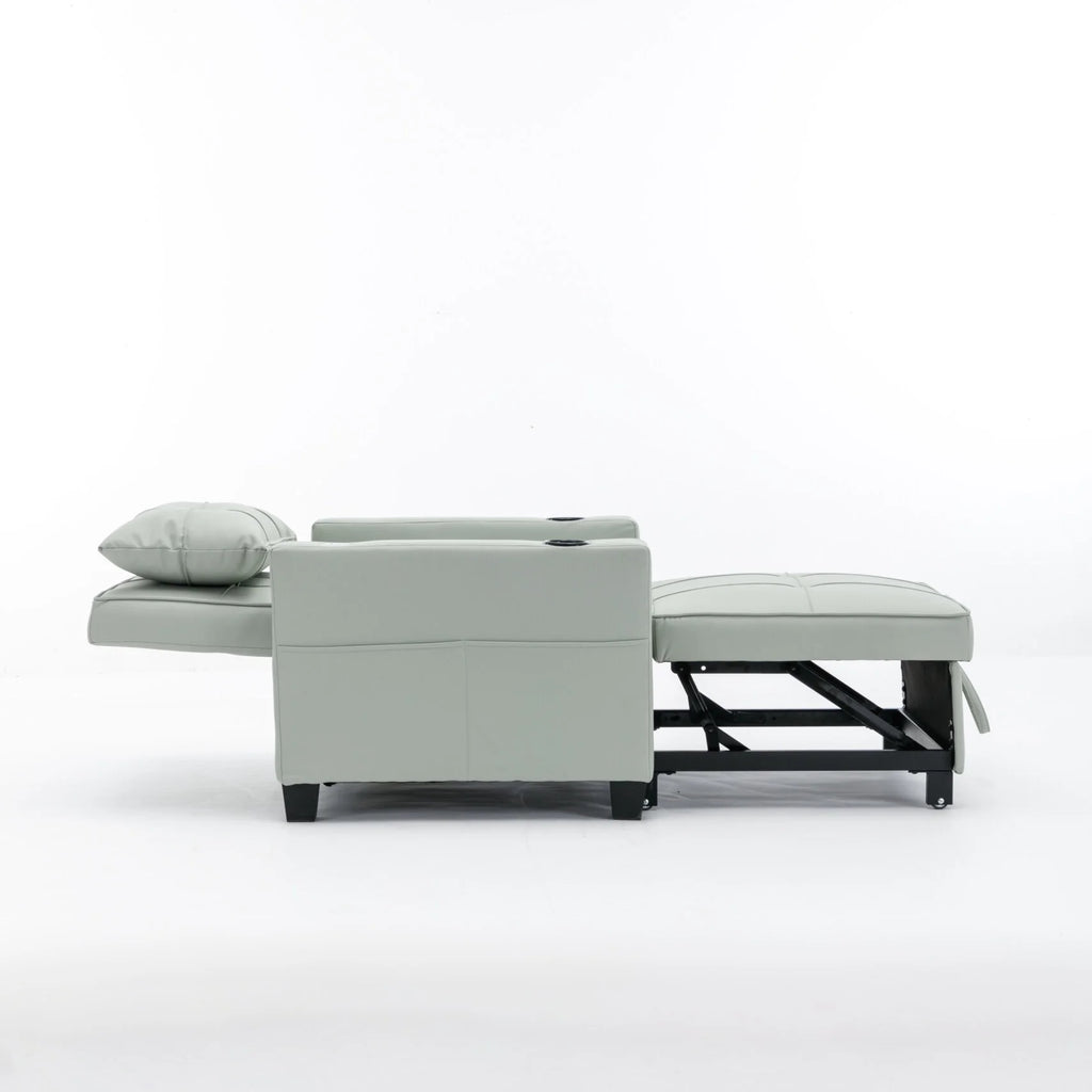 Convertible Futon Sofa Bed. 3-in-1 Multi-Functional Sleeper Chair Bed with USB Ports. Adjustable Backrest Recliner.for Living Room Bedroom Small Space. Tech Cloth. Dark Grey