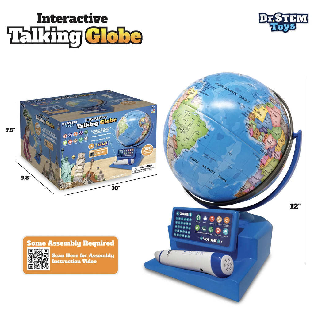 Dr. STEM: Interactive Talking Globe - Touch & Learn. Geographic Education Learning Set. Smart Pen. Electronic Game Panel. 300 Quiz Questions. Kids 6+