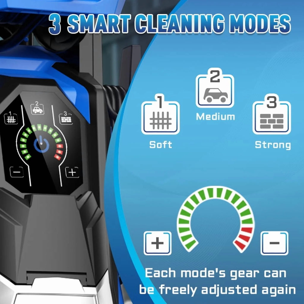 Electric Pressure Washer 5000PSI-Max 3.6GPM Power Washer Touch Screen Adjustable Pressure.4 Nozzles and 500ml Foam Cannon Power Washer Cleaning for Patio Blue