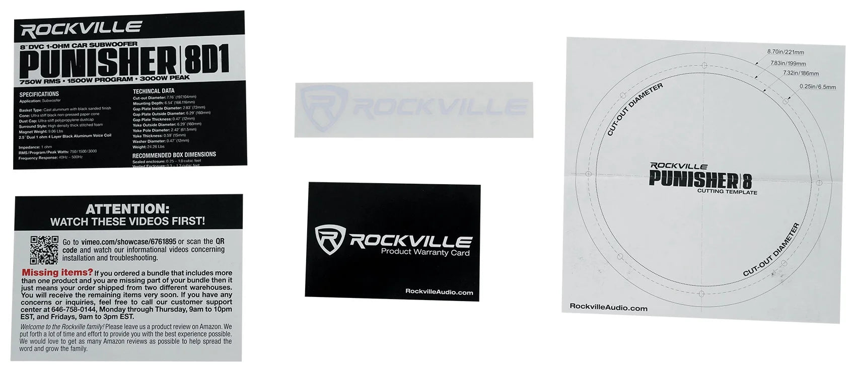 2 Rockville Punisher 8D1 8 3000w Peak/750w RMS Competition Car Audio Subwoofers