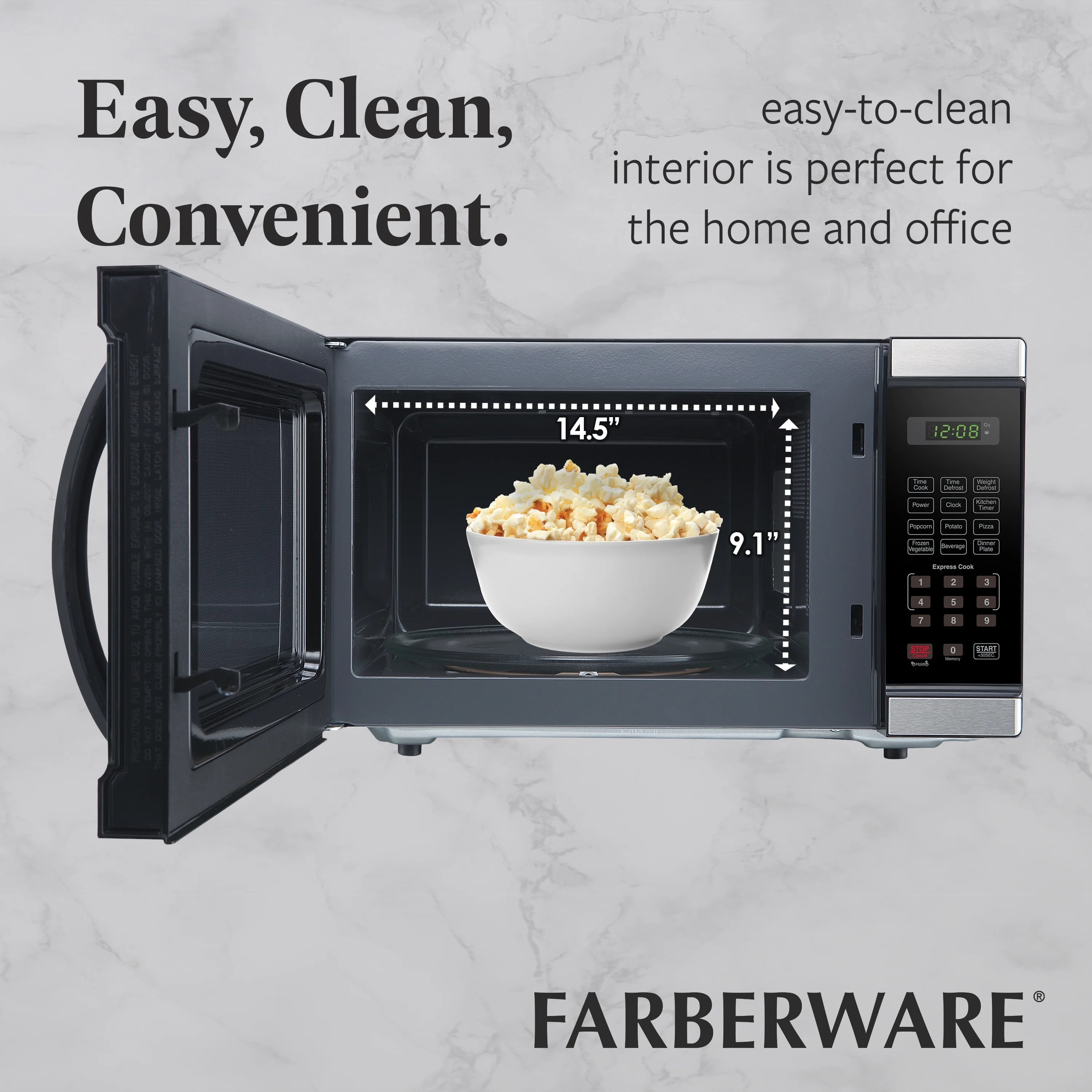 Farberware Countertop Microwave Ov 1100 Watts. 2.2 cu ft - Smart Sensor With LED Lighting and Child Lock - Perfect for Apartments and Dorms - Easy Clean Black Interior. Stainless Steel