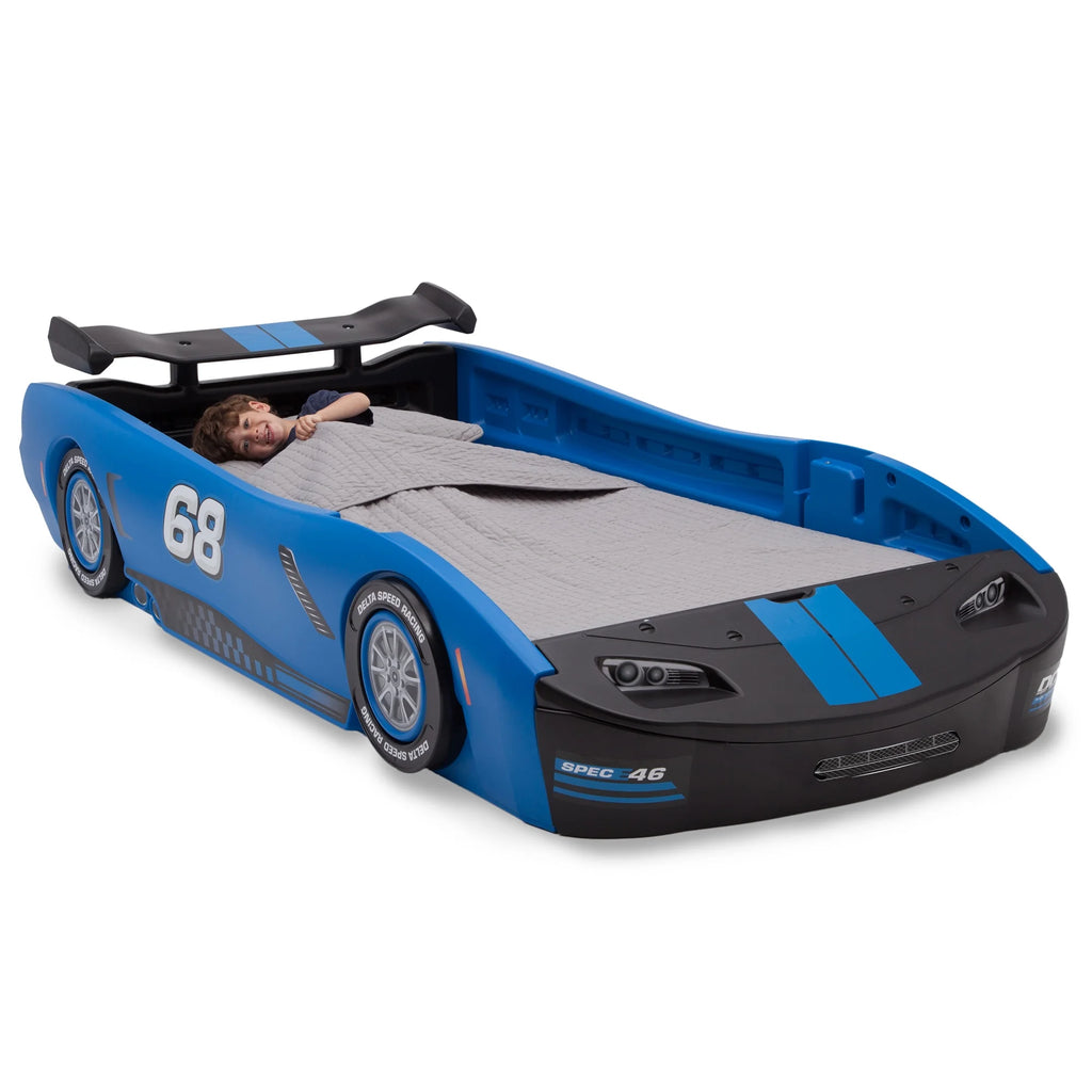 Delta Children Turbo Race Car Twin Bed. Blue