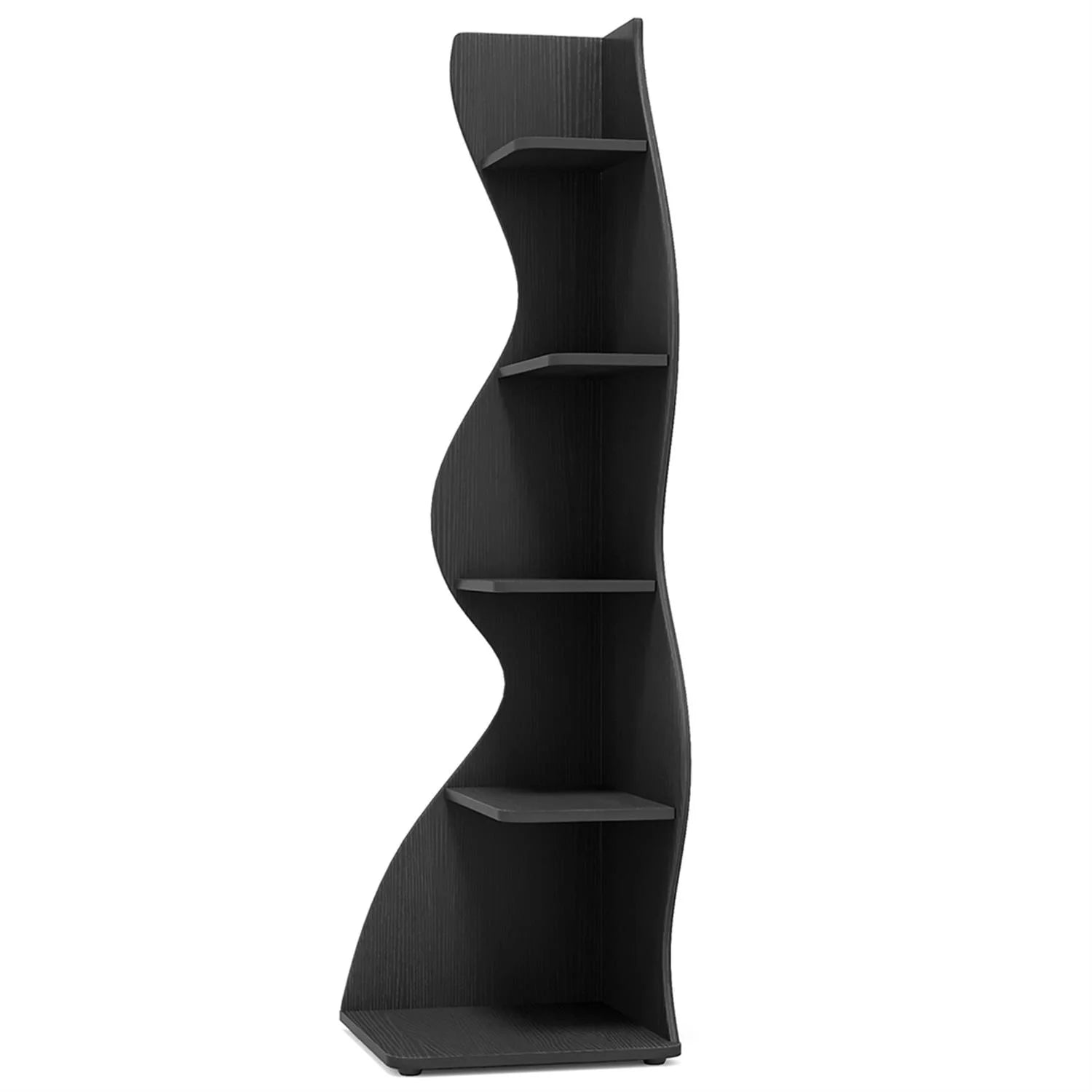 Finihen 5-Tier Corner Bookcase. Wood Bookshelf Storage Organizer. 70 Tall Display Standing Shelf Unit for Bedroom. Living Room. Green