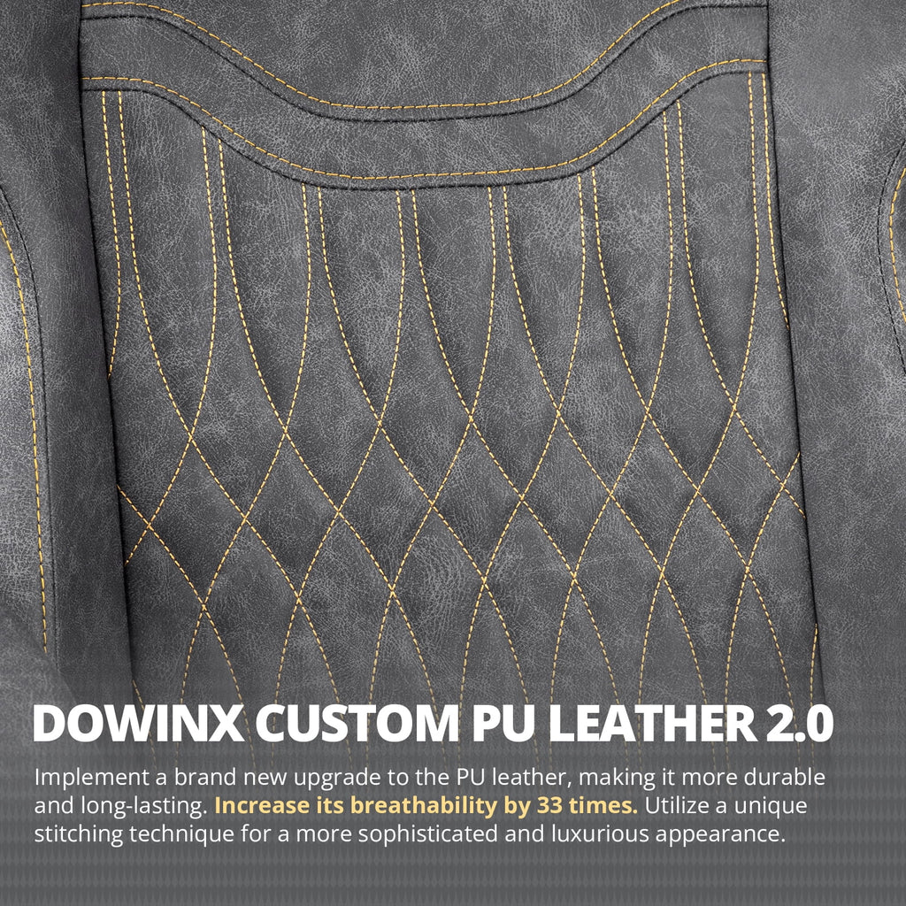 Dowinx Gaming Chair Breathable PU Leather Gamer Chair with Pocket Spring Cushion. Ergonomic Computer Chair with Massage Lumbar Support.Adjustable Swivel Task Chair with Footrest(Brown)