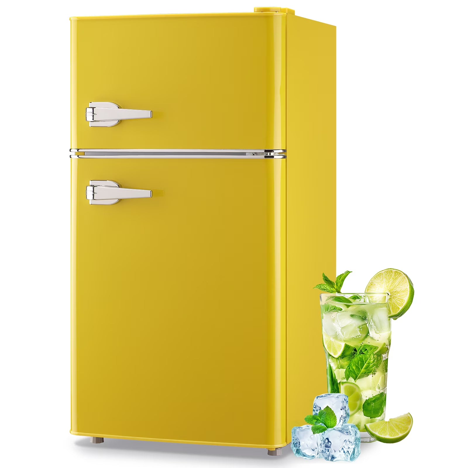 Tacool 3.5 Cu.ft Retro Mini Fridge with Freezer. 2 Door Small Refrigerator with 7 Adjustable Thermostat for Home. Blue