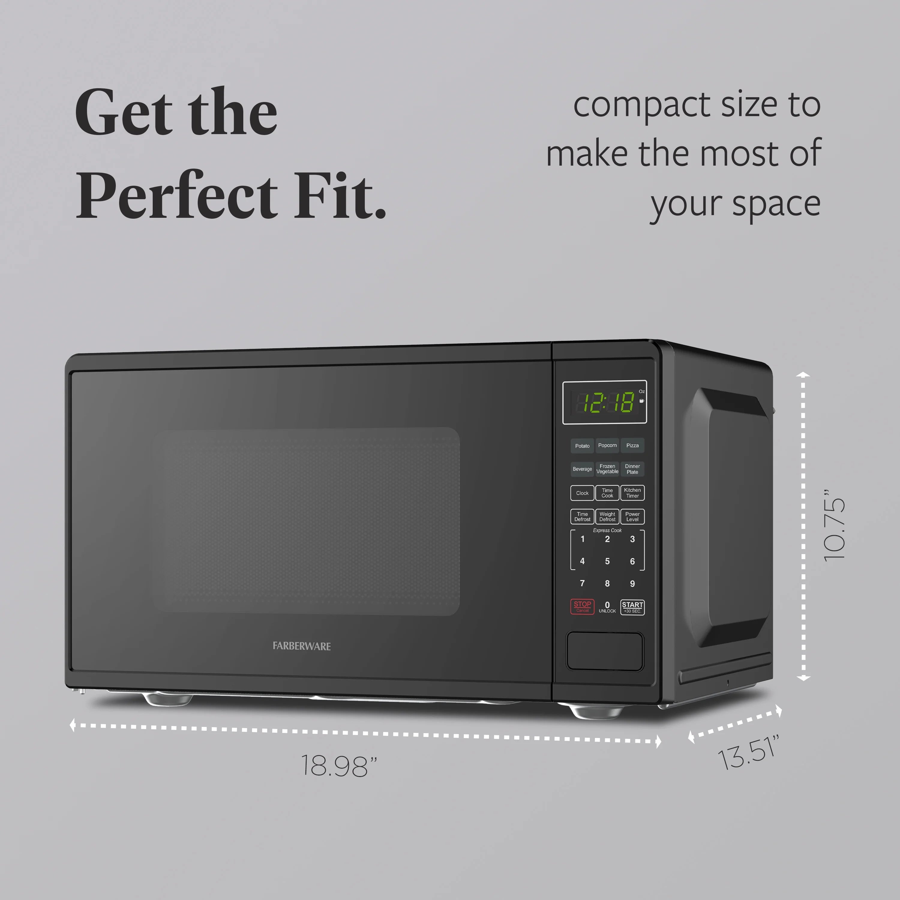 Farberware Countertop Microwave Ov 1100 Watts. 2.2 cu ft - Smart Sensor With LED Lighting and Child Lock - Perfect for Apartments and Dorms - Easy Clean Black Interior. Stainless Steel