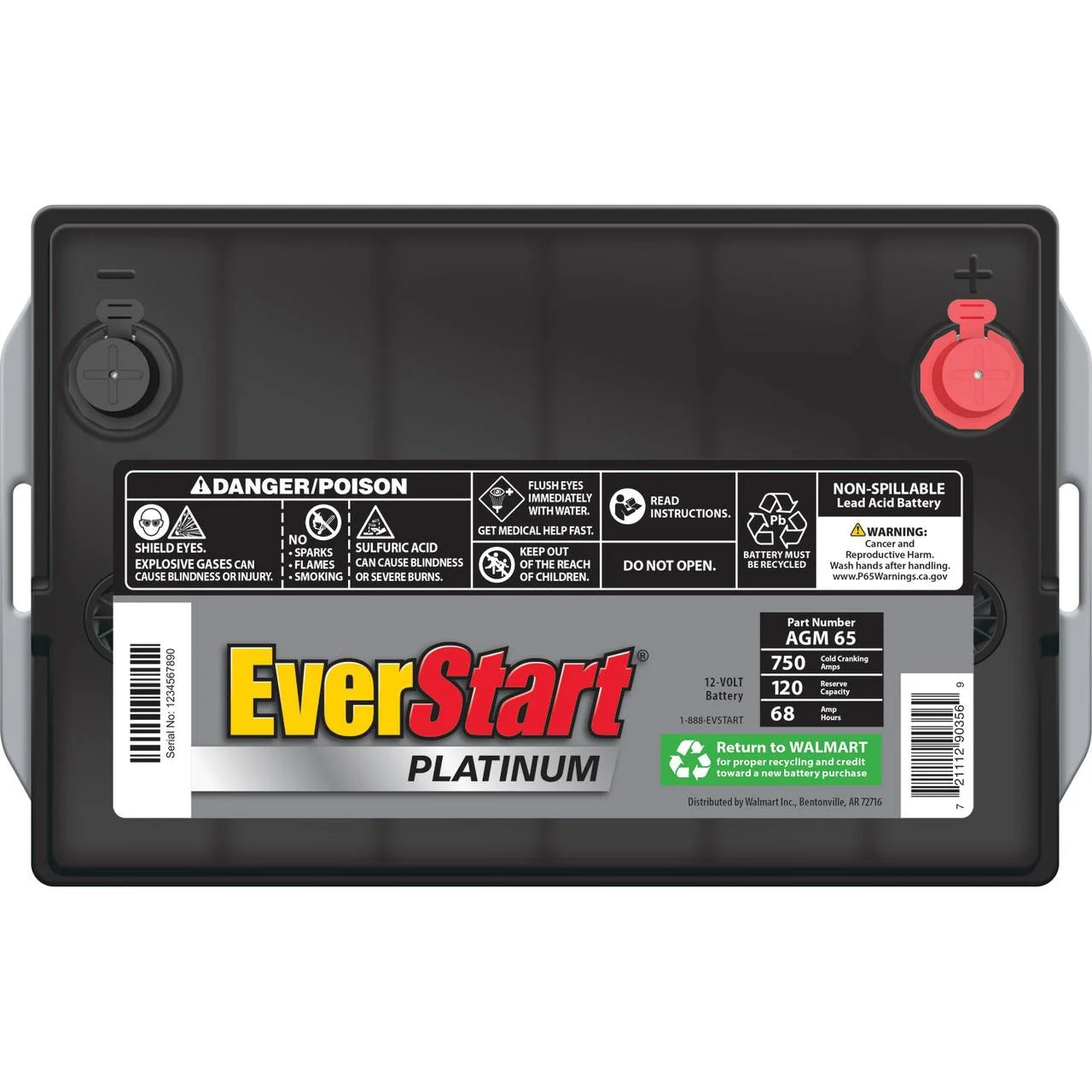 EverStart Platinum BOXED AGM Battery. Group Size 65 12 Volt. 750 CCA