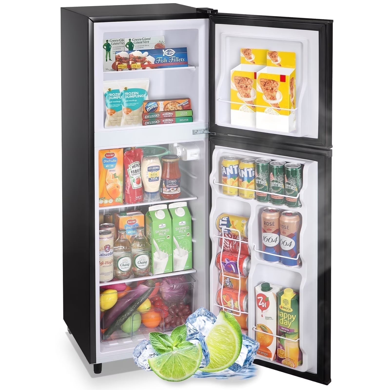 WANAI 5.0 Cu.ft Mini Refrigerator with Freezer 7 Settings Temp Adjustable Large Compact Fridge Silver