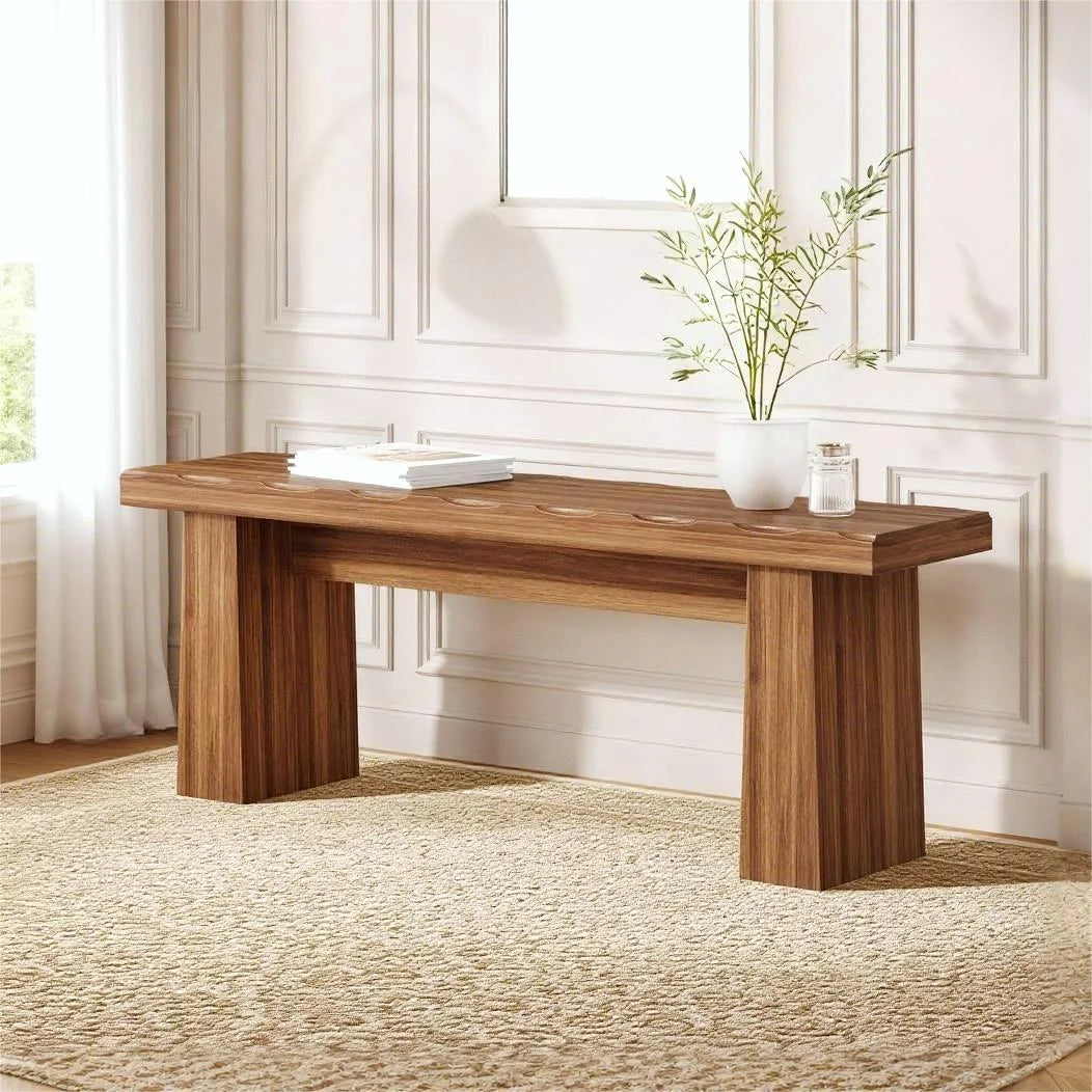 Fnova 48 Wooden Two - Person Backless Entryway Bench with Under - Bench Storage for Outdoor Garden. Living Room. Bedroom. Dining Room. Hallway