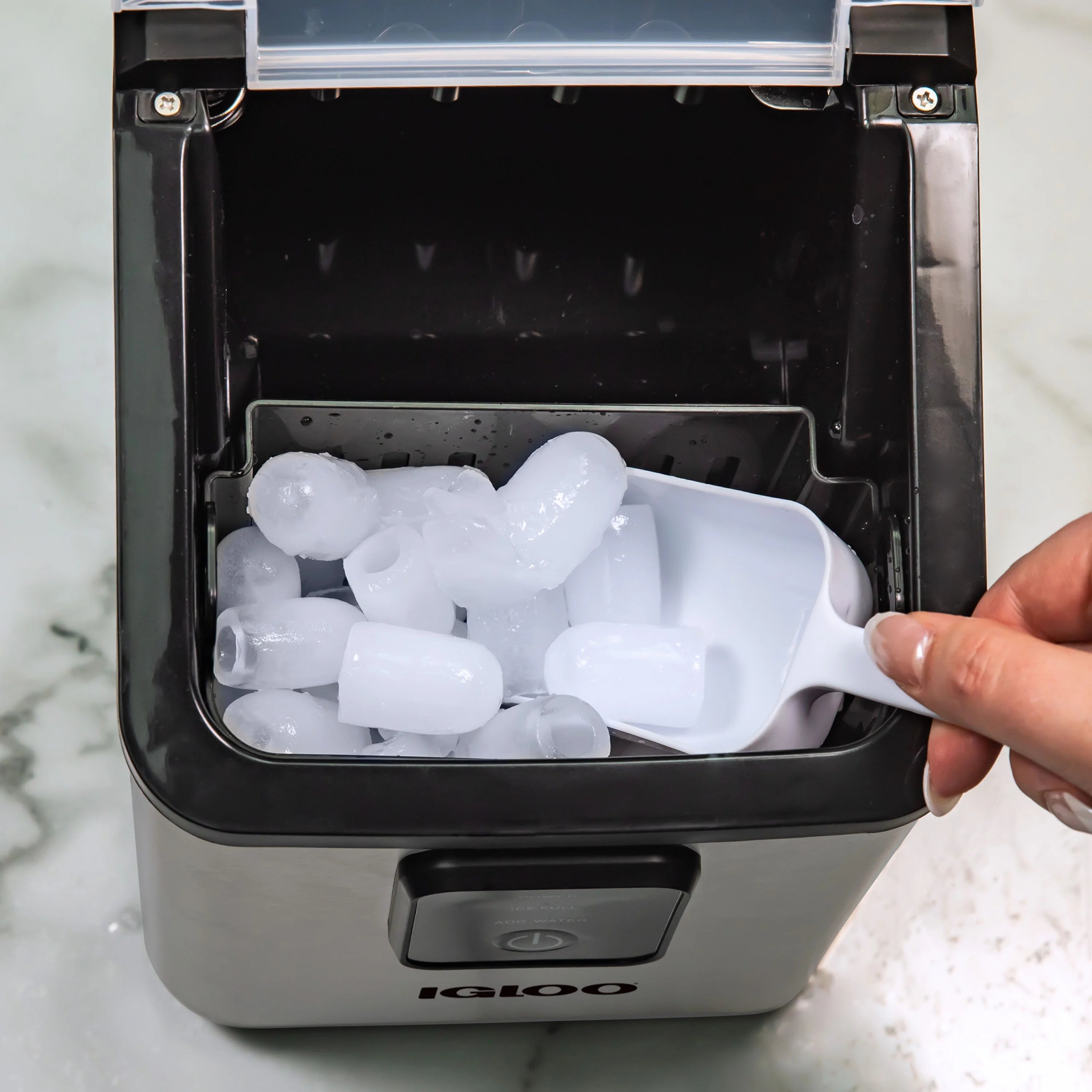 Igloo Self-Cleaning Countertop Ice Maker - Compact and Portable - Creates 26 lbs. Per Day. 8 Pieces Ready Every 7-8 Minutes - Includes Ice Scoop and Basket - Aqua
