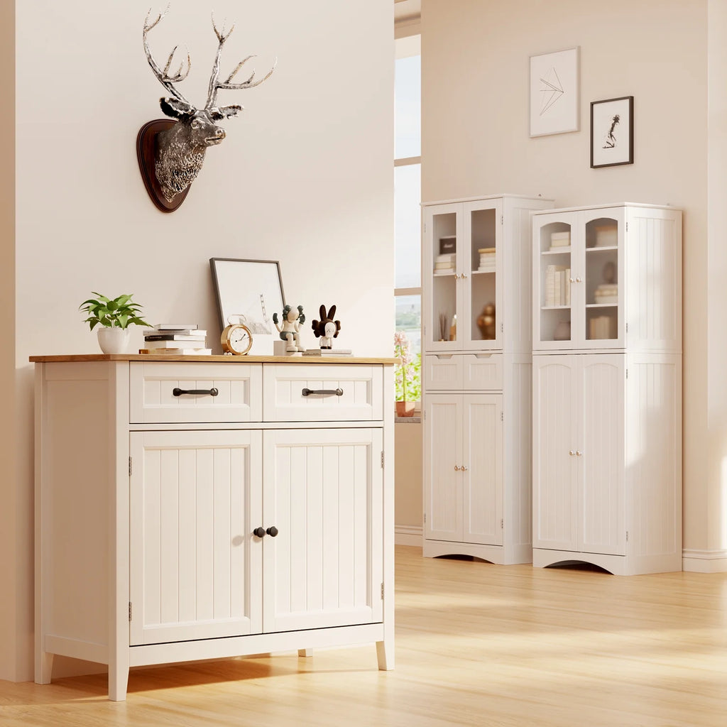 Coffee Bar. Lofka 42 Kitchen Storage Cabinet. Sideboard Buffet Cabinet with 8 Shelves. 1 Drawer