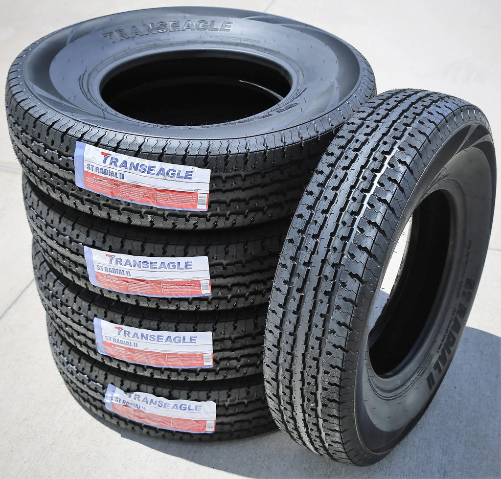 Set of 4 Transeagle ST Radial II Steel Belted ST225/75R15 225/75R15 117/112L E 10 Ply Trailer Tires