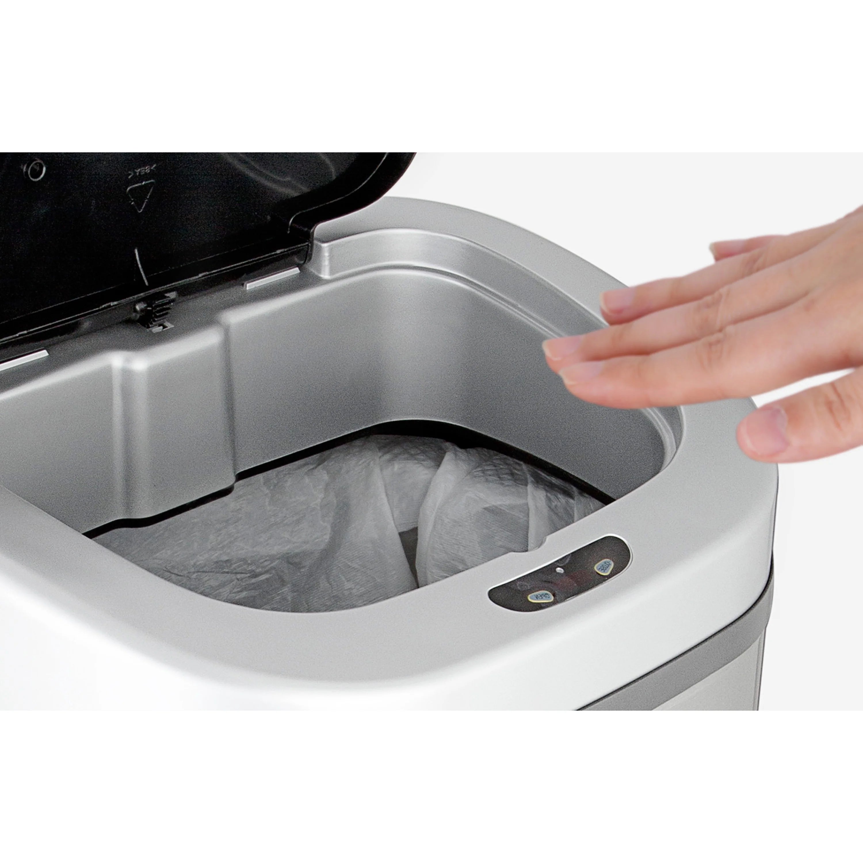 Nine Stars Automatic Trash Can. 21 Gallon Stainless Steel. Motion Sensor Hands Free Soft Close Lid Garbage Bin. Silver