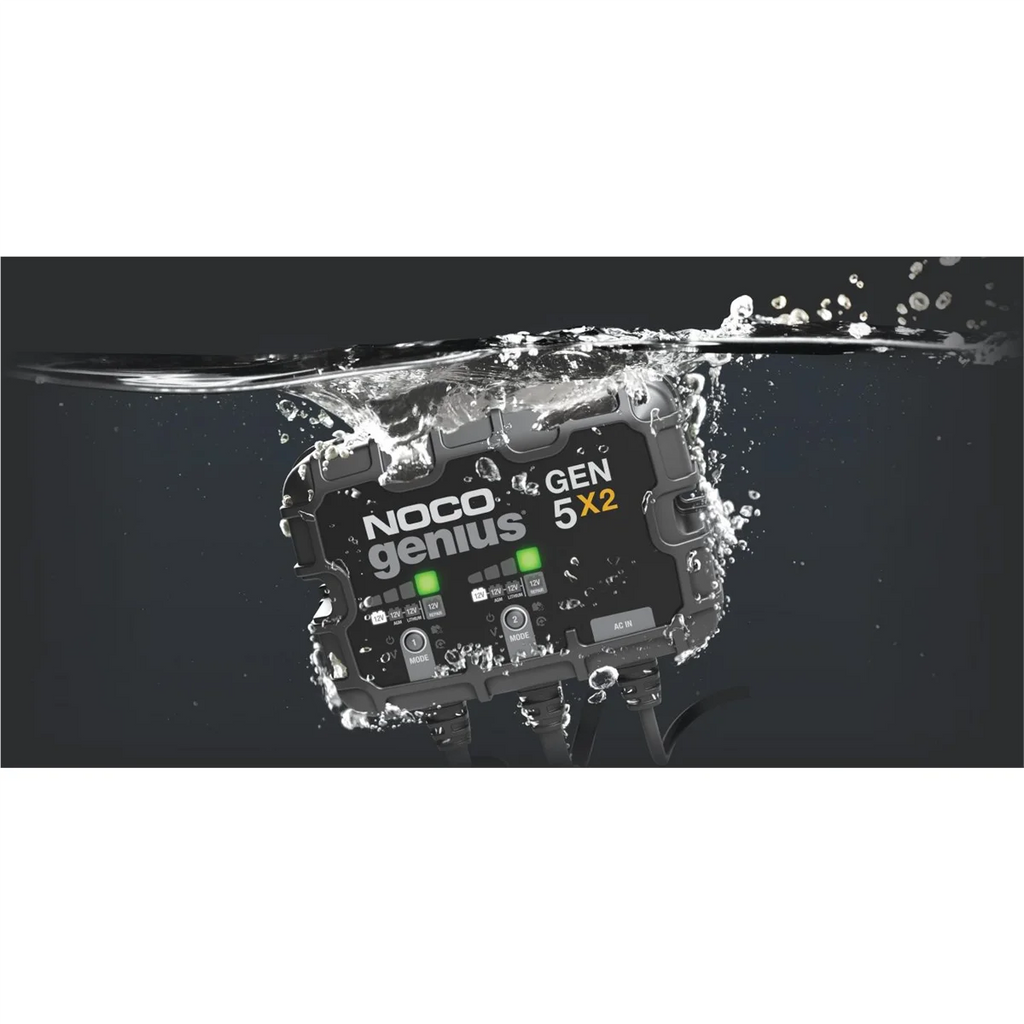 NOCO Genius GEN5X2: 2-Bank 10A (5A/Bank) 12V Onboard Battery Charger and Maintainer