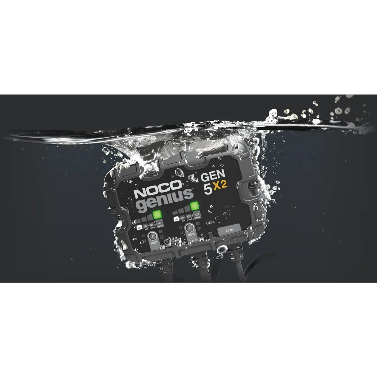 NOCO Genius GEN5X2: 2-Bank 10A (5A/Bank) 12V Onboard Battery Charger and Maintainer
