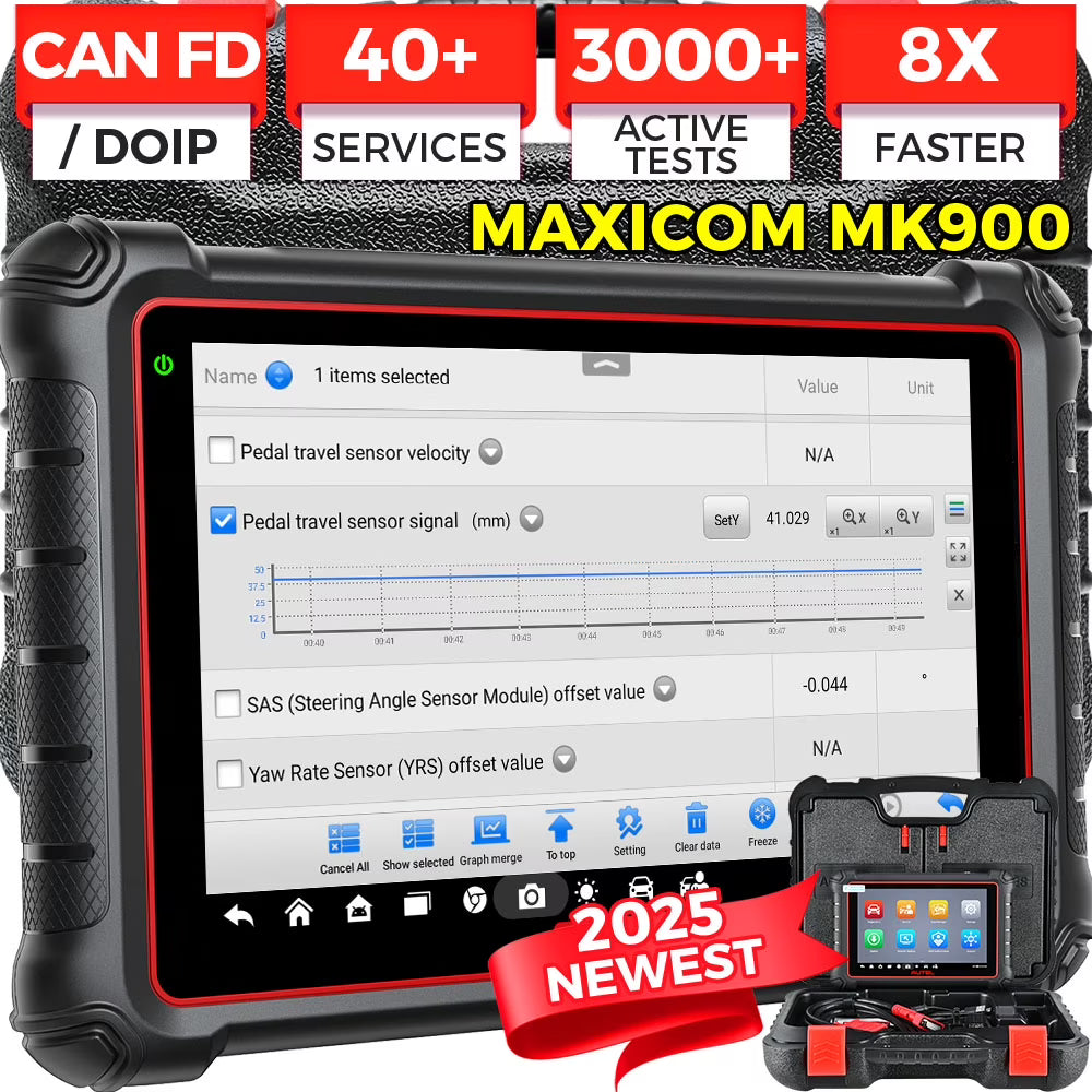 Autel Scanner MaxiCOM MK900 Automotive Diagnostic Scan Tool OBD2 All System Diagnose. 40+ Service. Active Tests. FCA Autoauth & SGW. Upgraded Ver. of MaxiCheck MX808S. MX900