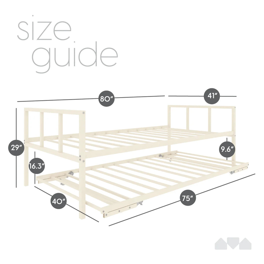 Milliard Twin Daybed and Fold-up Trundle Set. Frame - Mattresses Sold Separately (Black)