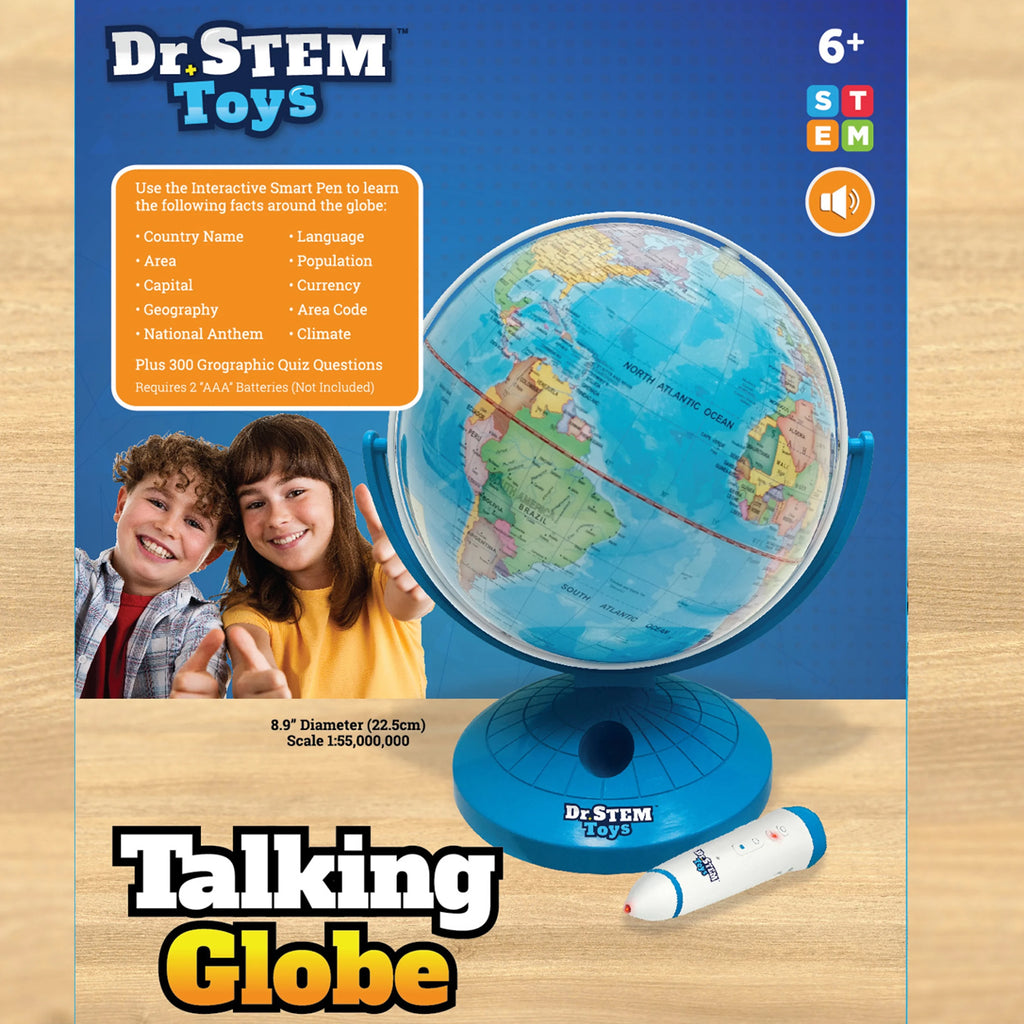 Dr. STEM: Interactive Talking Globe - Touch & Learn. Geographic Education Learning Set. Smart Pen. Electronic Game Panel. 300 Quiz Questions. Kids 6+