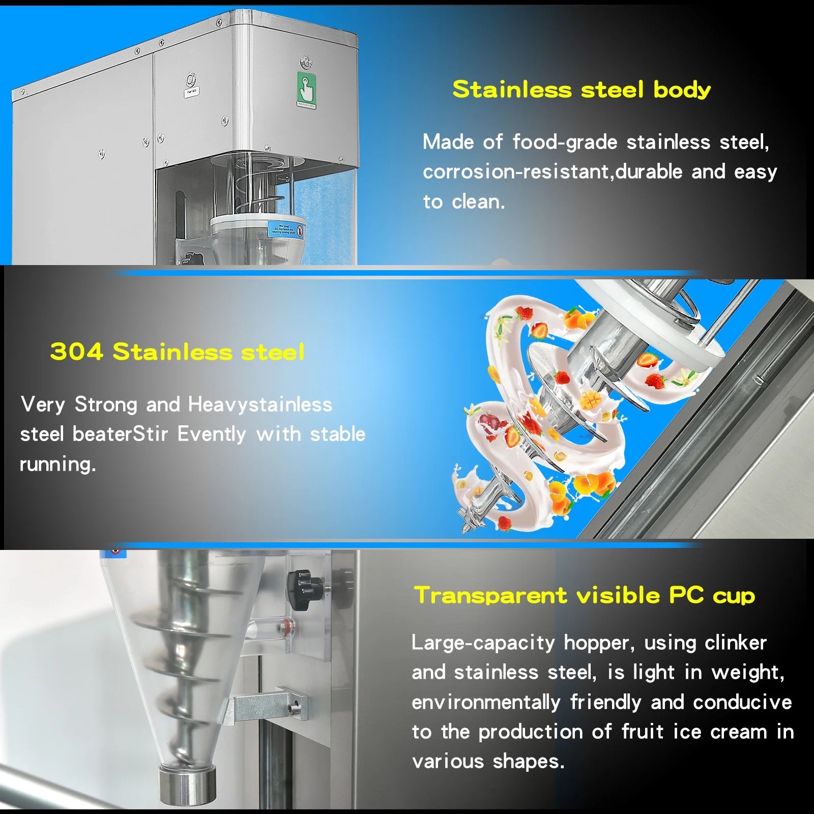 Kolice Commercial Frozen Yogurt Gelato Ice Cream Blending Machine.Swirl Ice Cream Machine