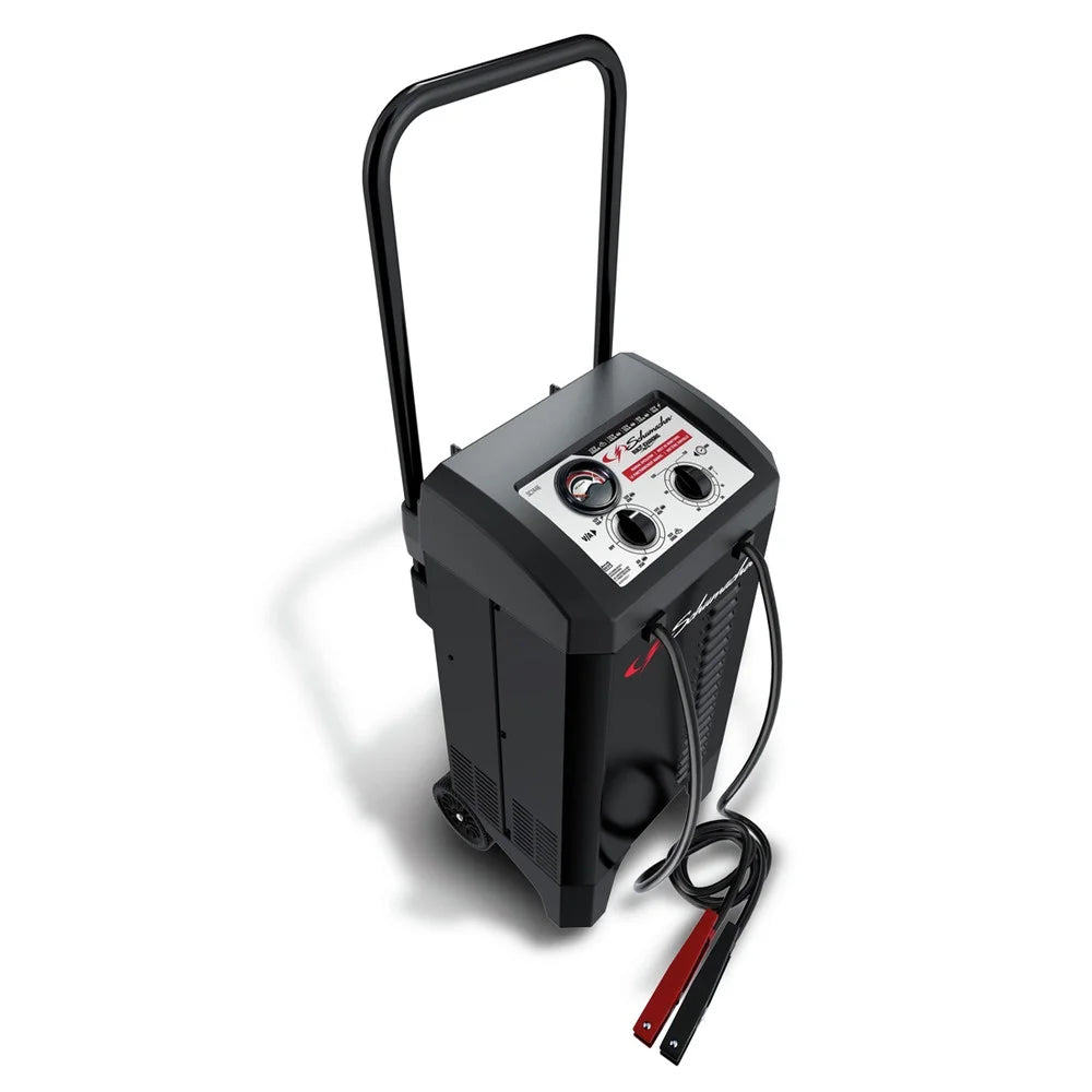 Schumacher Electric Wheeled Manual 10A Car Battery Charger and 200A Engine Starter. 40A Boost. 6V/12V Sport. Auto. and Marine Batteries. SC1446