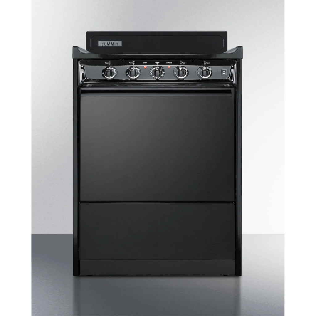 24 wide electric coil range in black
