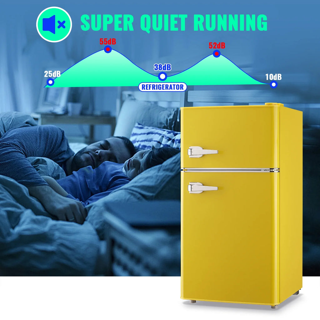 Tacool 3.5 Cu.ft Retro Mini Fridge with Freezer. 2 Door Small Refrigerator with 7 Adjustable Thermostat for Home. Blue