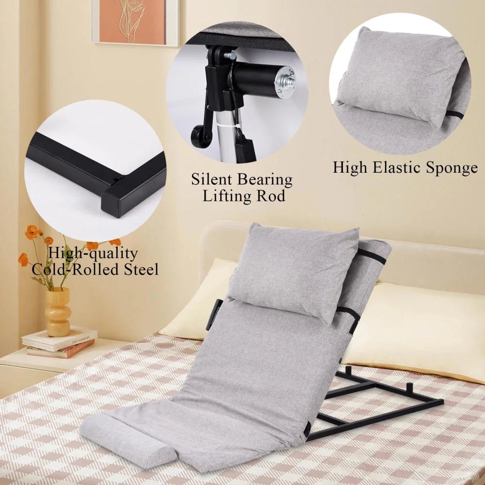 Adjustable Power Lifting Bed Backrest for Elderly Patient Injured. Sit-up Back Rest Chair for Neck Lumbar Back Support. Electric Lifting Backrest for Bed (Gray)