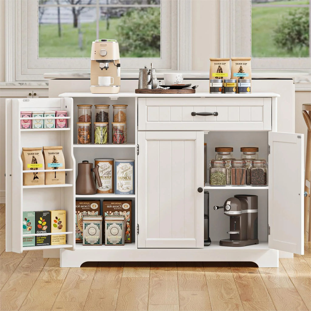Coffee Bar. Lofka 42 Kitchen Storage Cabinet. Sideboard Buffet Cabinet with 8 Shelves. 1 Drawer