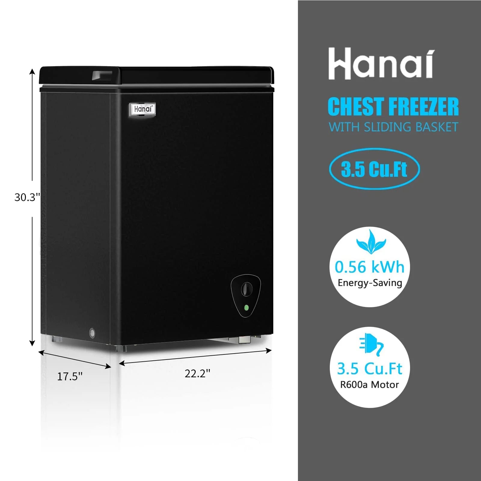 WANAI 3.5 Cu.ft Freezer. Chest Freezer. Deep Freezer with Top Open Door