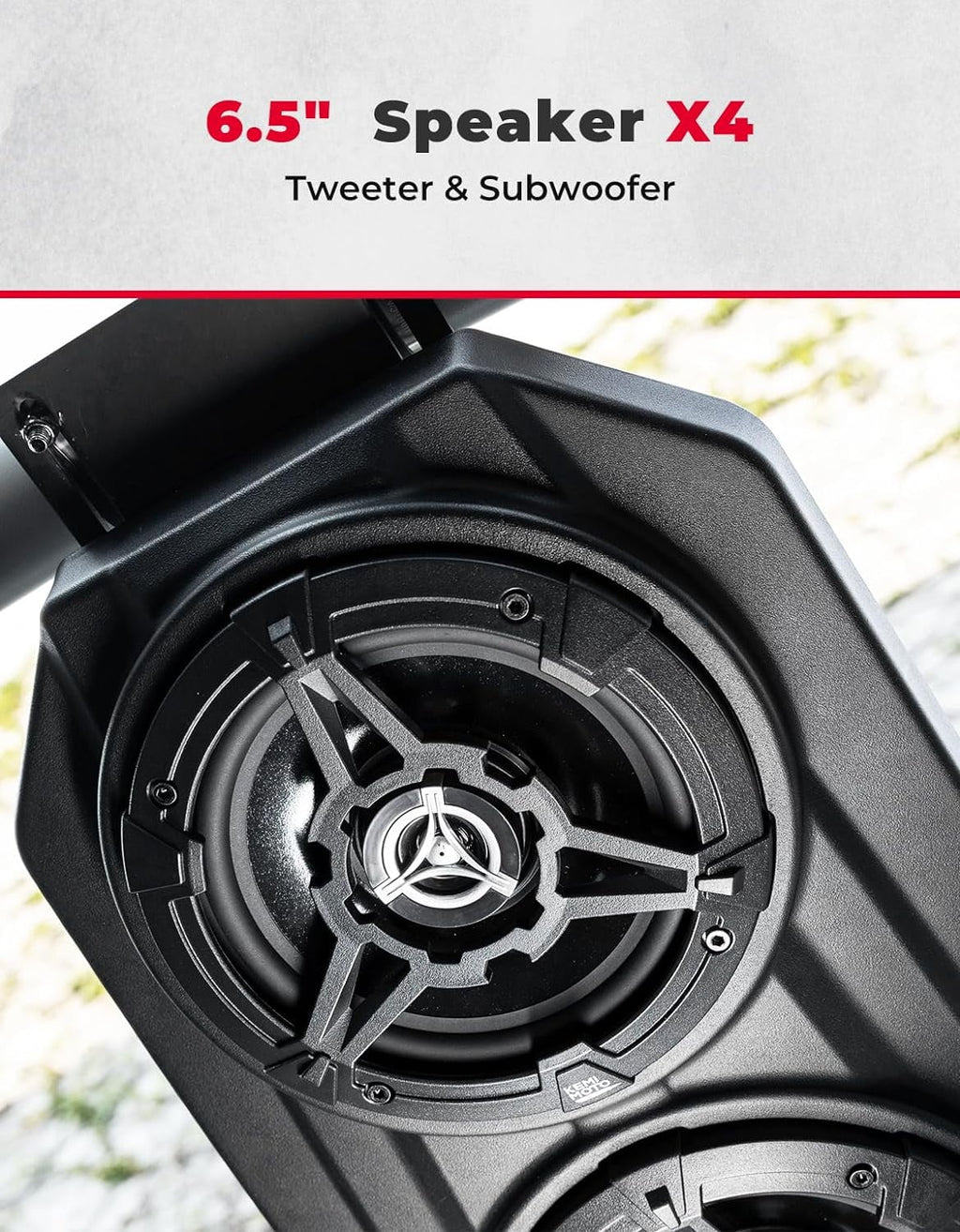 KEMIMOTO UTV Overhead Sound System 6.5 inch Speakers Sound Bar Stereo Bluetooth for 1.625-1.9in Roll Bar Compatible with Can-Am X3 Polaris RZR XP 1000