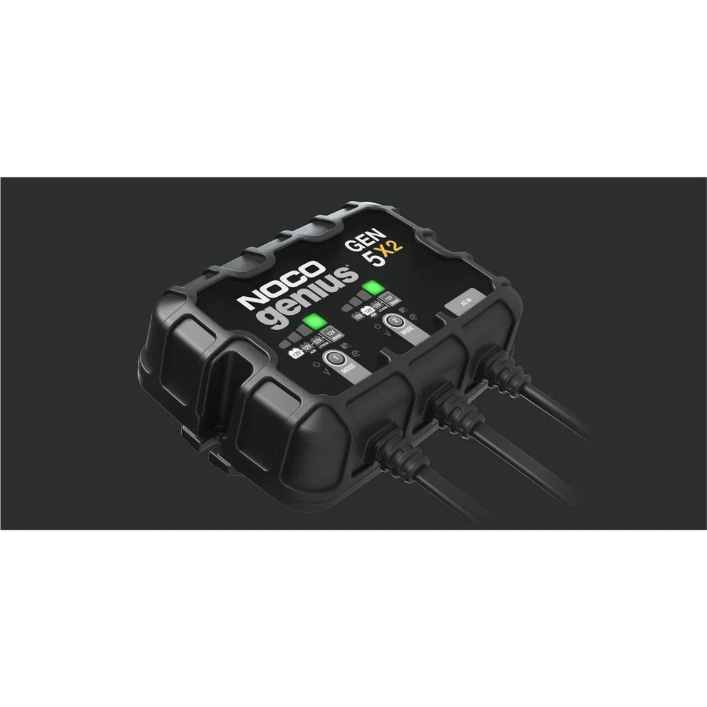NOCO Genius GEN5X2: 2-Bank 10A (5A/Bank) 12V Onboard Battery Charger and Maintainer
