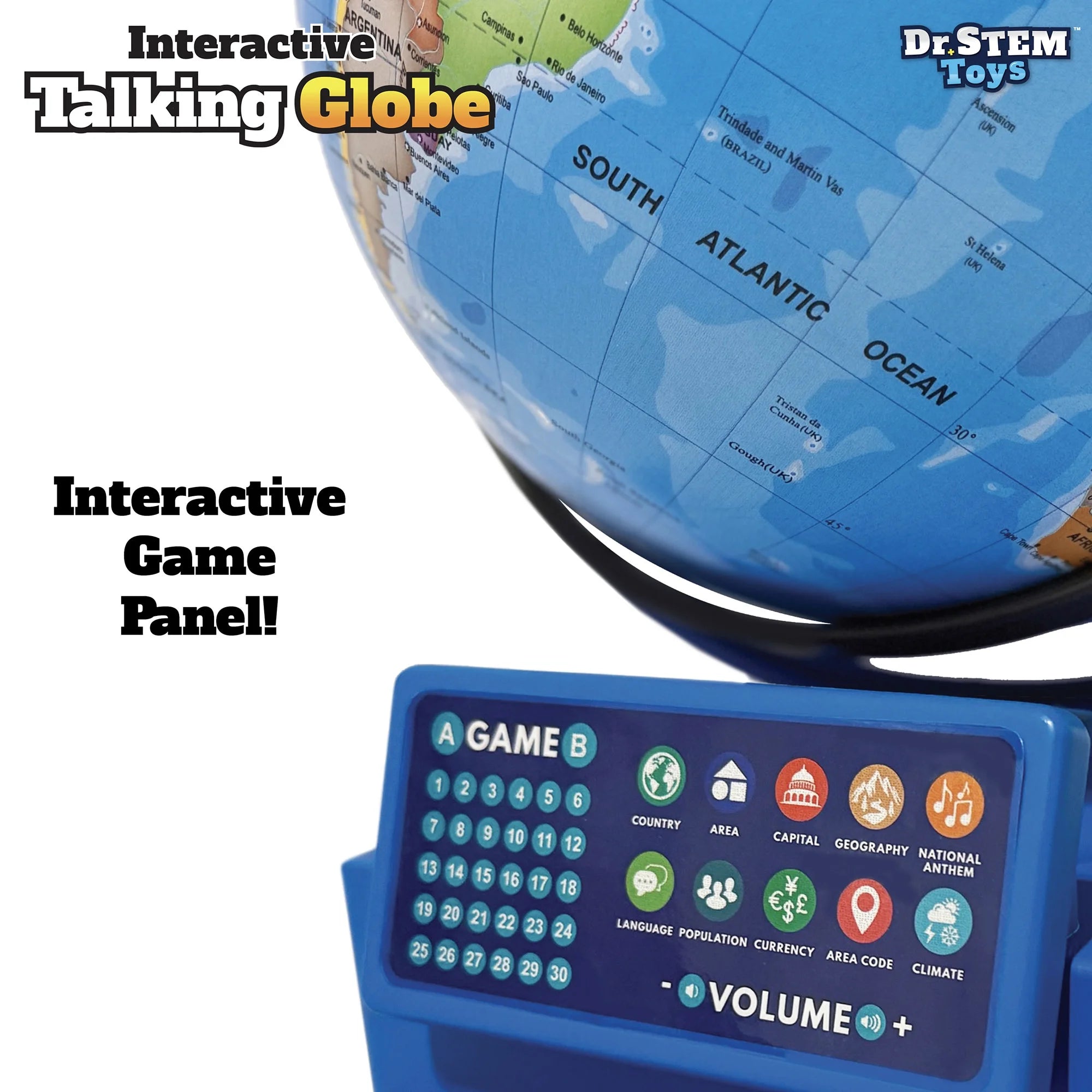 Dr. STEM: Interactive Talking Globe - Touch & Learn. Geographic Education Learning Set. Smart Pen. Electronic Game Panel. 300 Quiz Questions. Kids 6+