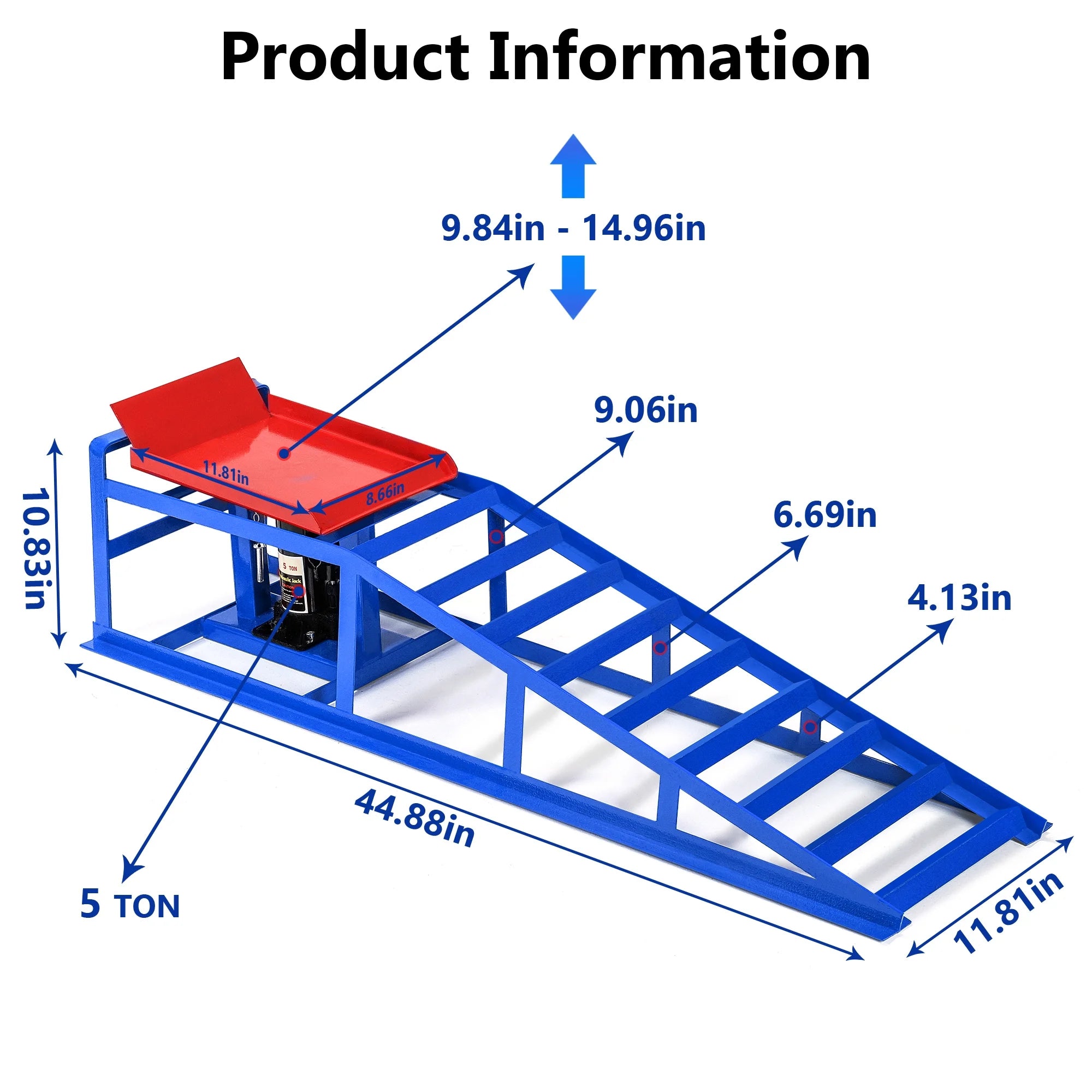 Lafati 2-Pack Hydraulic Car Ramps: Heavy-Duty Vehicle Ramps with 5T / 10000lbs Jack Load Capacity. Portable Design for Effortless Oil Changes and Car Lifts
