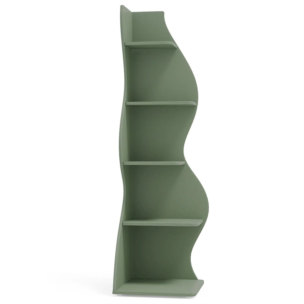 Finihen 5-Tier Corner Bookcase. Wood Bookshelf Storage Organizer. 70 Tall Display Standing Shelf Unit for Bedroom. Living Room. Green