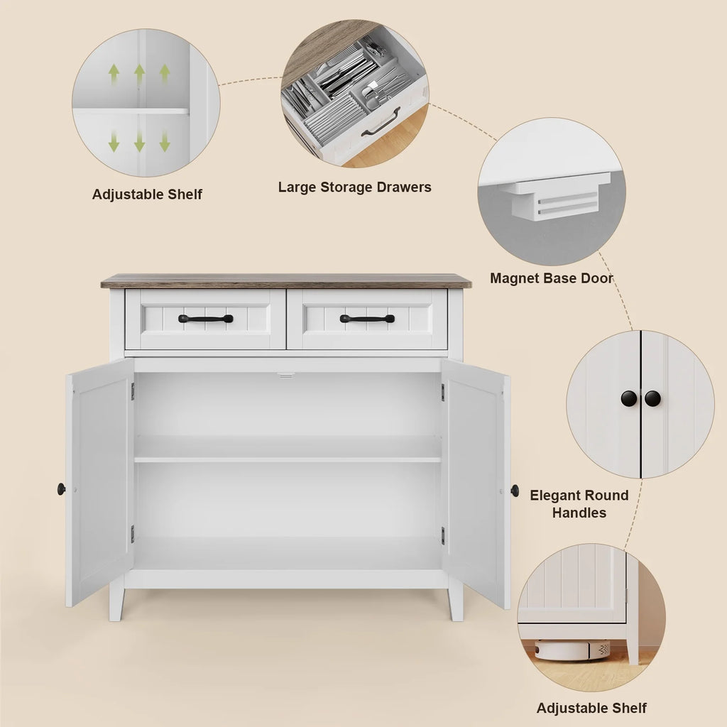 Coffee Bar. Lofka 42 Kitchen Storage Cabinet. Sideboard Buffet Cabinet with 8 Shelves. 1 Drawer