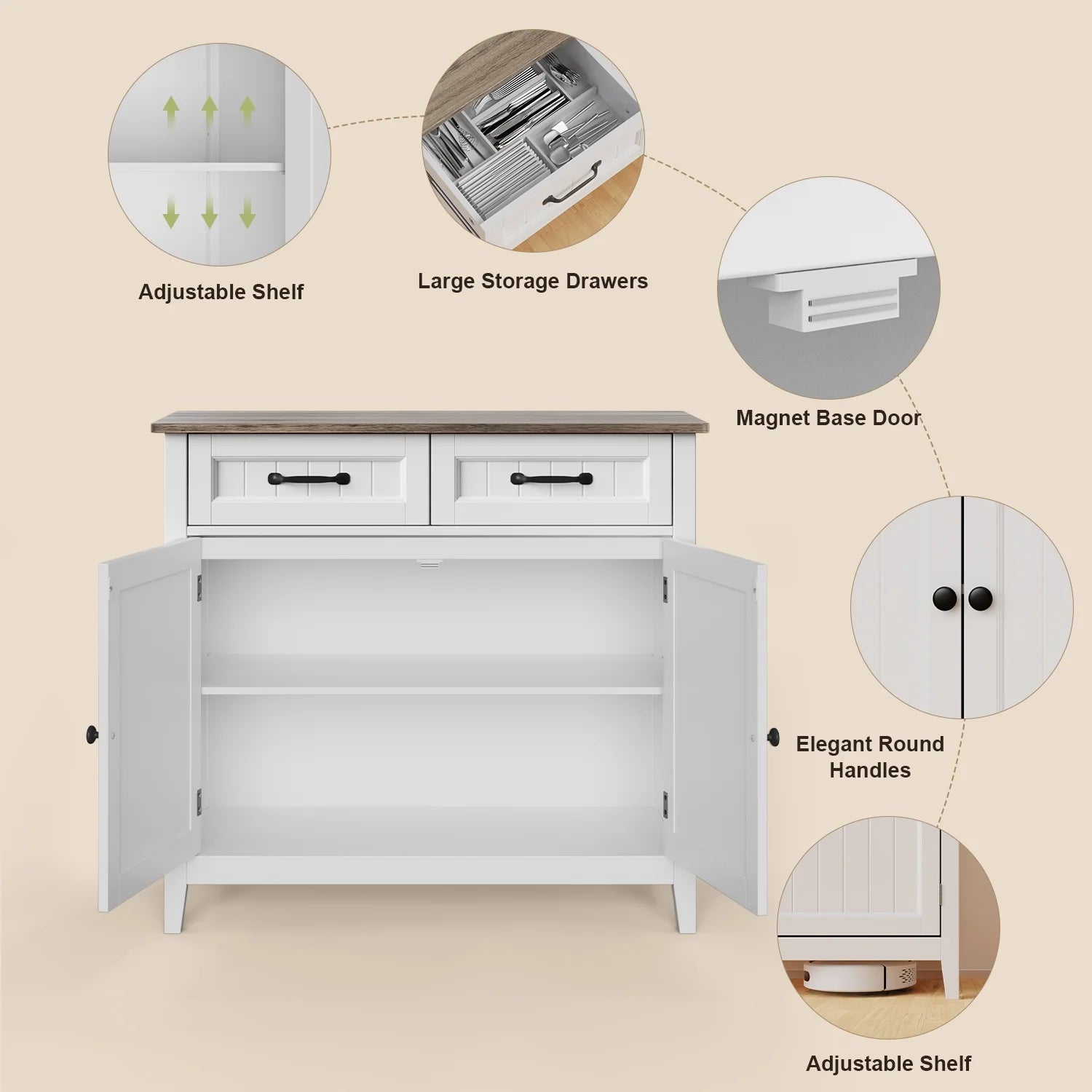 Coffee Bar. Lofka 42 Kitchen Storage Cabinet. Sideboard Buffet Cabinet with 8 Shelves. 1 Drawer