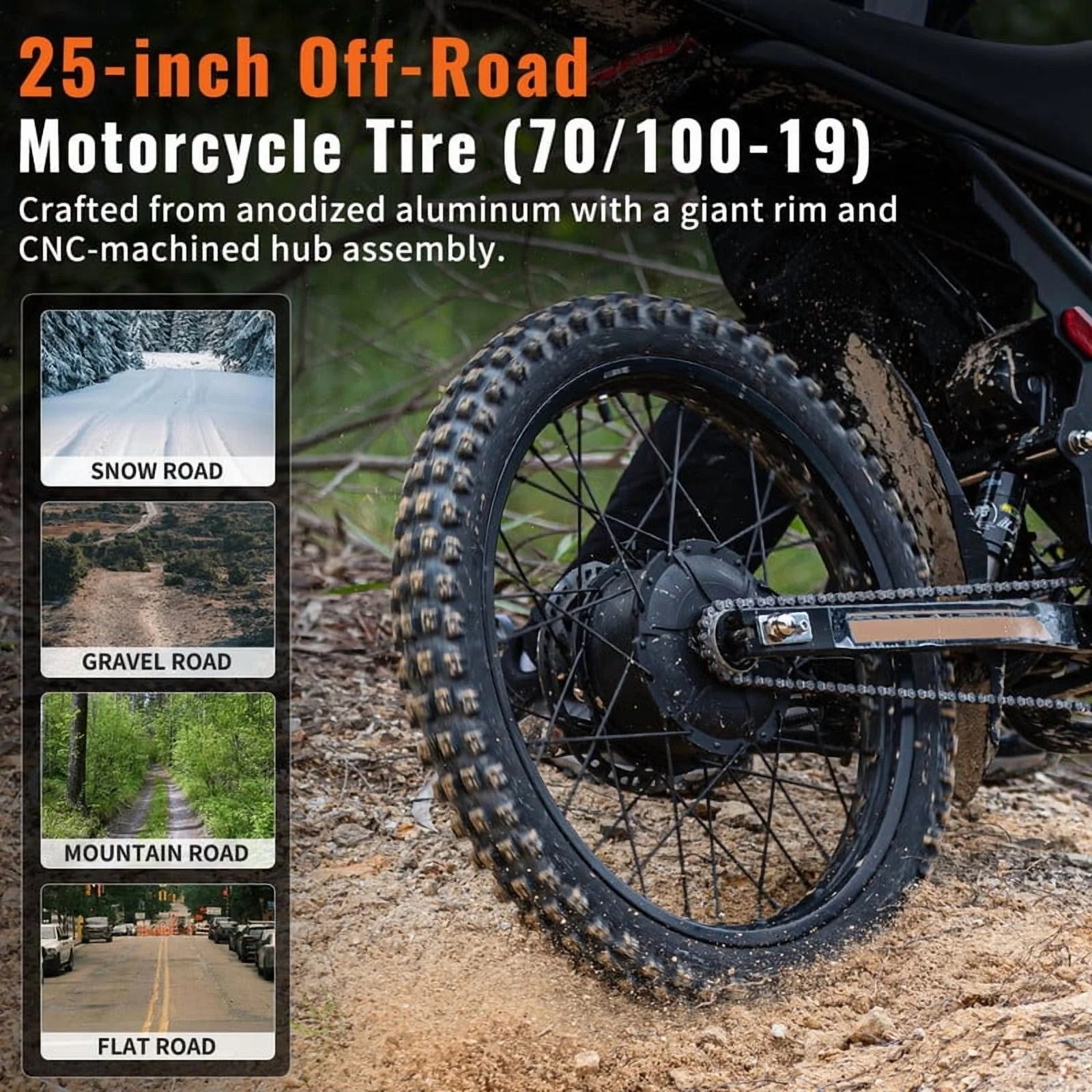 GT73 PRO 338 NM Electric Dirt Bike for Adults.3000W(Peak)Dual Motor 50Mph Max Speed.60V 50MPH 36.4AH Dual Battery Ebike.85 Miles Range. 25 Motorcycle Tires. All-Terrain for Mountain. Snow. UL2849
