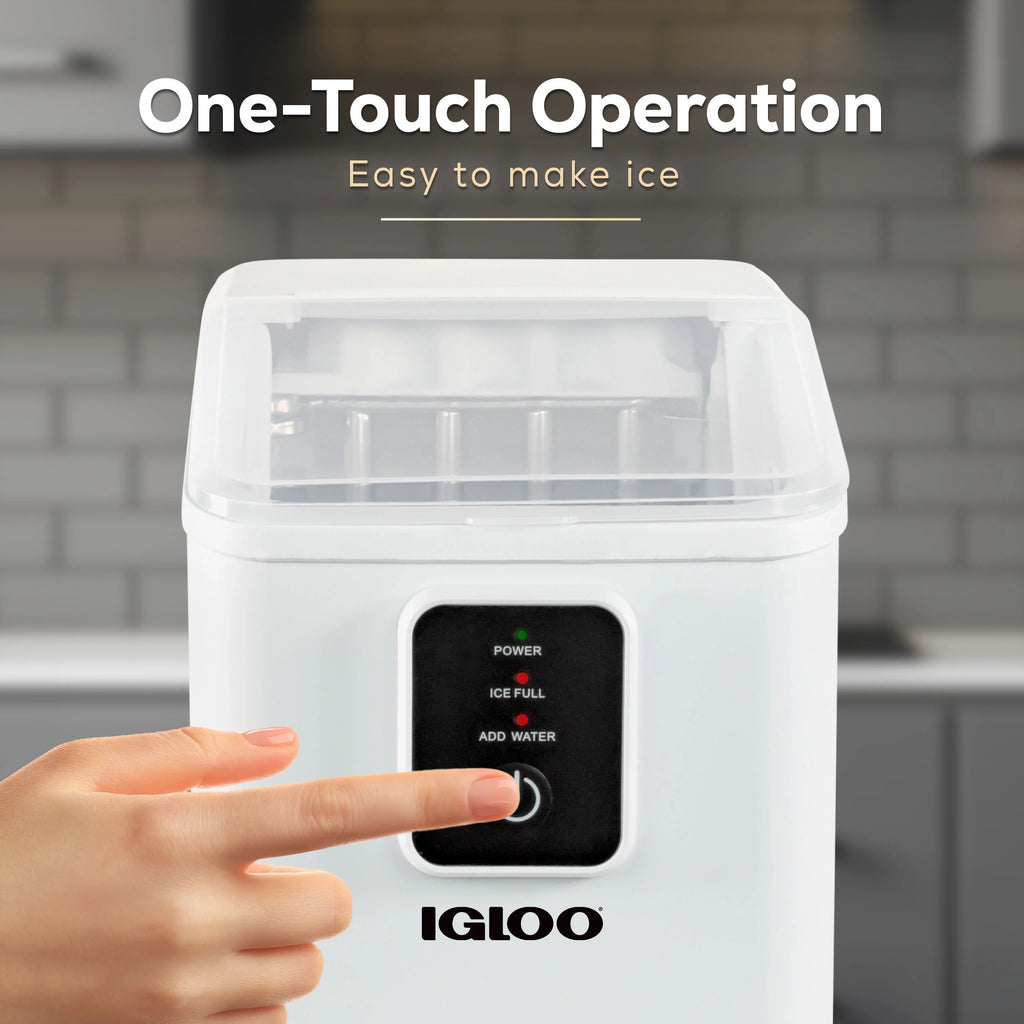 Igloo Self-Cleaning Countertop Ice Maker - Compact and Portable - Creates 26 lbs. Per Day. 8 Pieces Ready Every 7-8 Minutes - Includes Ice Scoop and Basket - Aqua