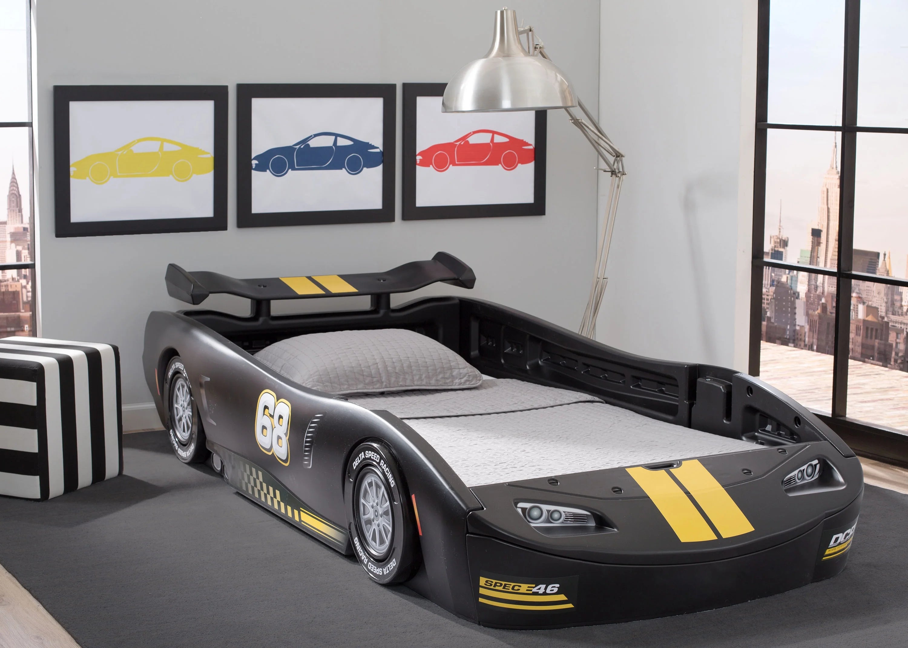 Delta Children Turbo Race Car Twin Bed. Blue