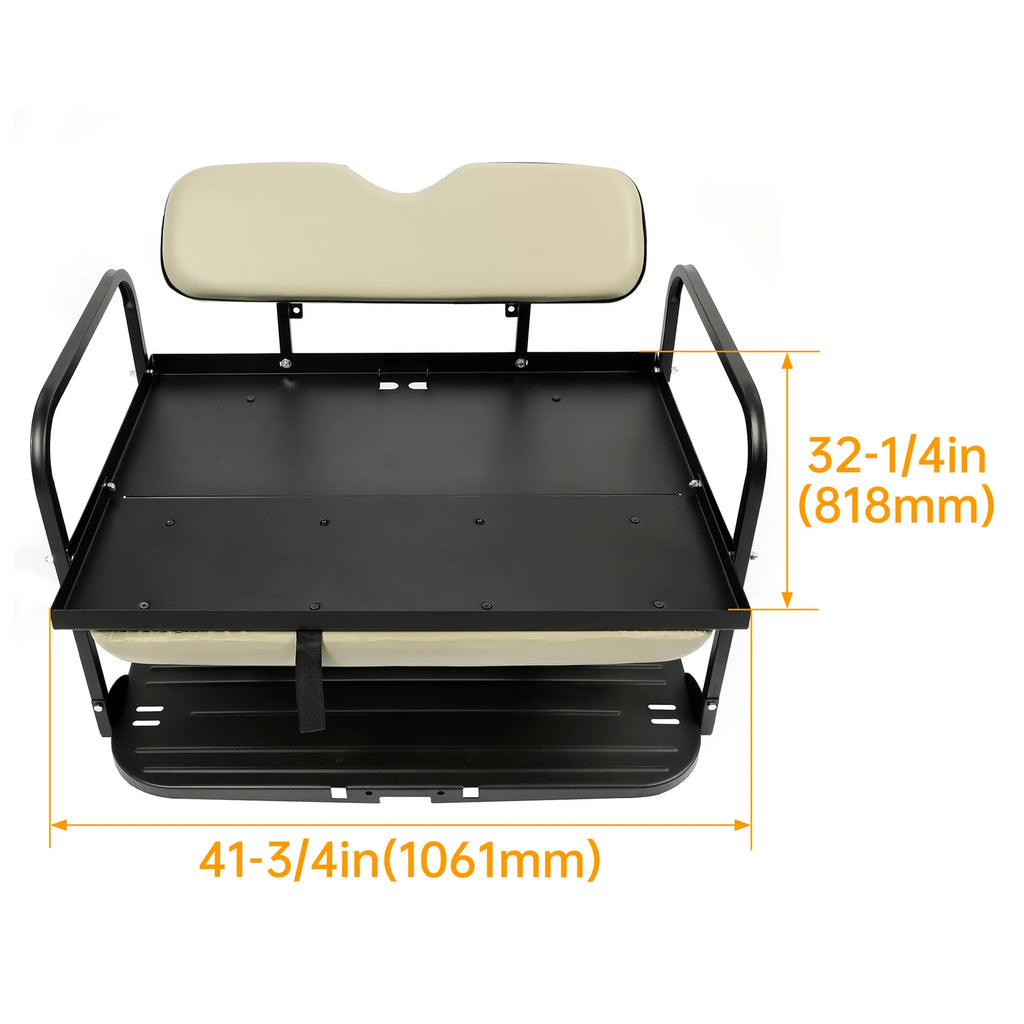 Kojem Back Rear Seat for 2007-2016 Yamaha Drive G29 Golf Cart Folding Back Seat Off White Powder Coated Rear Flip Seat