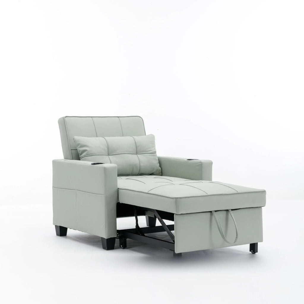 Convertible Futon Sofa Bed. 3-in-1 Multi-Functional Sleeper Chair Bed with USB Ports. Adjustable Backrest Recliner.for Living Room Bedroom Small Space. Tech Cloth. Dark Grey