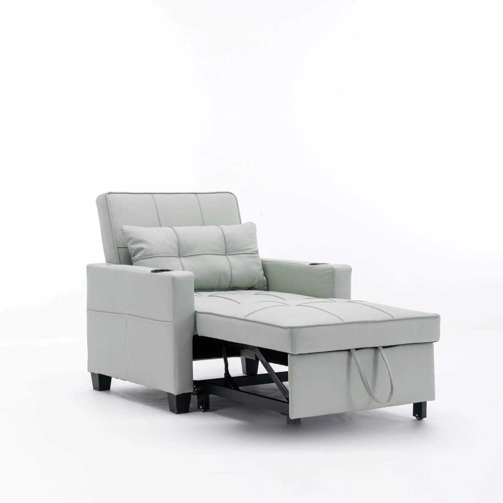 Convertible Futon Sofa Bed. 3-in-1 Multi-Functional Sleeper Chair Bed with USB Ports. Adjustable Backrest Recliner.for Living Room Bedroom Small Space. Tech Cloth. Dark Grey