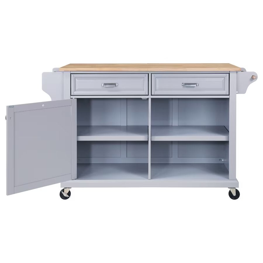 Rolling Kitchen Island with Storage. Utility Kitchen Trolley with Drop-Leaf Countertop. Mobile Kitchen Cart with 2 Drawers. 2 Cabinets and Adjustable Shelves for Dining Room. Kitchen