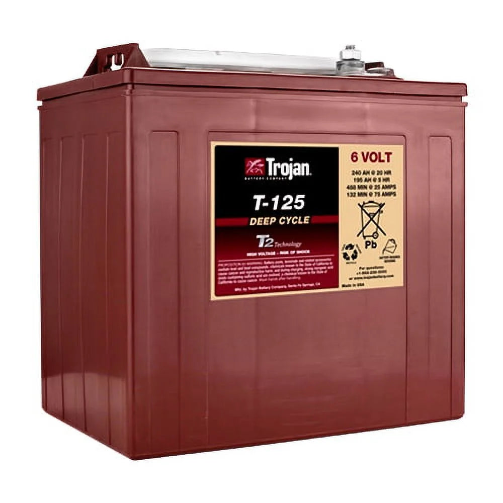 Trojan T-125 240Ah. 6V Deep Cycle Battery - 4 Pack