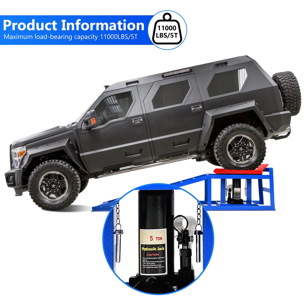 Lafati 2-Pack Hydraulic Car Ramps: Heavy-Duty Vehicle Ramps with 5T / 10000lbs Jack Load Capacity. Portable Design for Effortless Oil Changes and Car Lifts