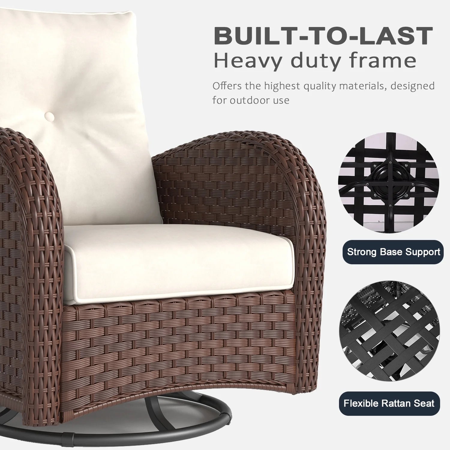 LayinSun 7 Pieces Outdoor Patio Furniture Set with Fire Pit Table. Rattan Wicker Sectional Swivel Rocker Chairs Sets