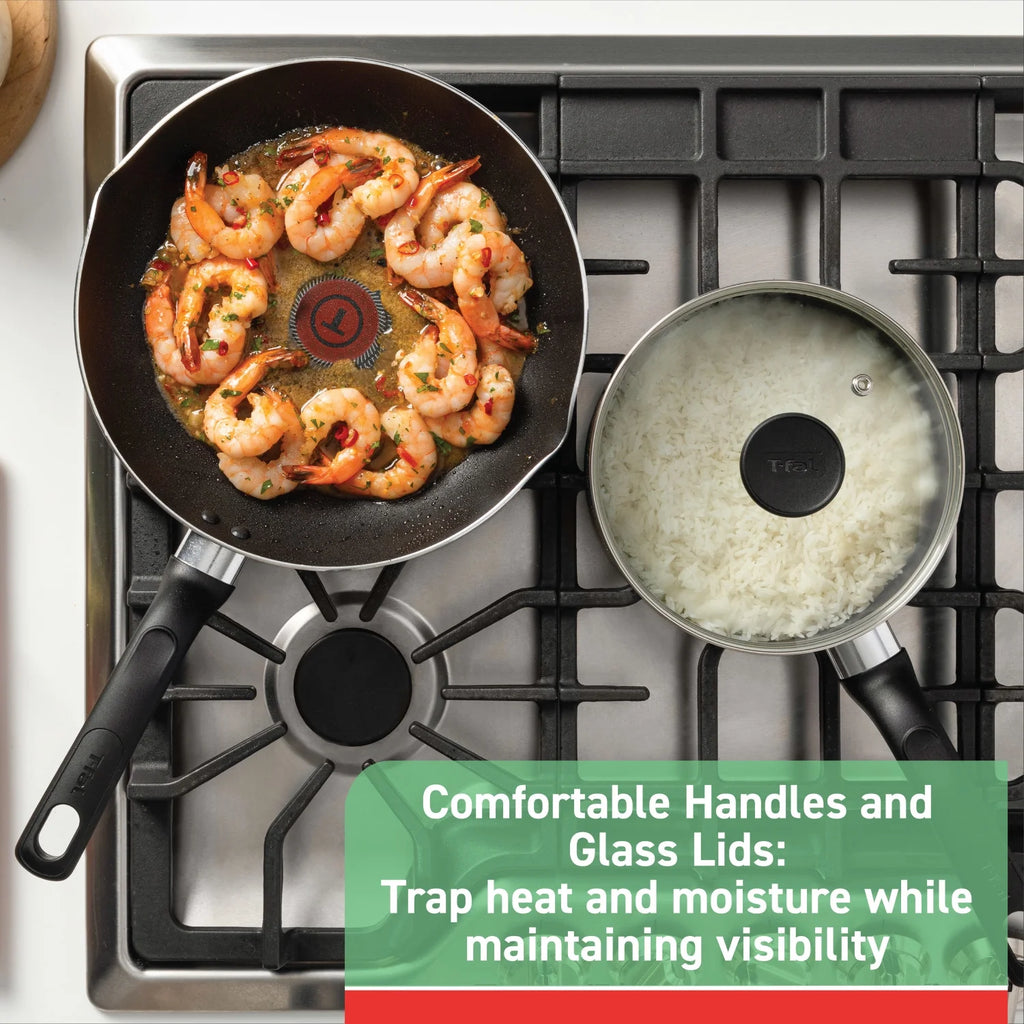 T-fal Easy Care. 20 Piece Non-Stick Pots and Pans Cookware Set. Grey
